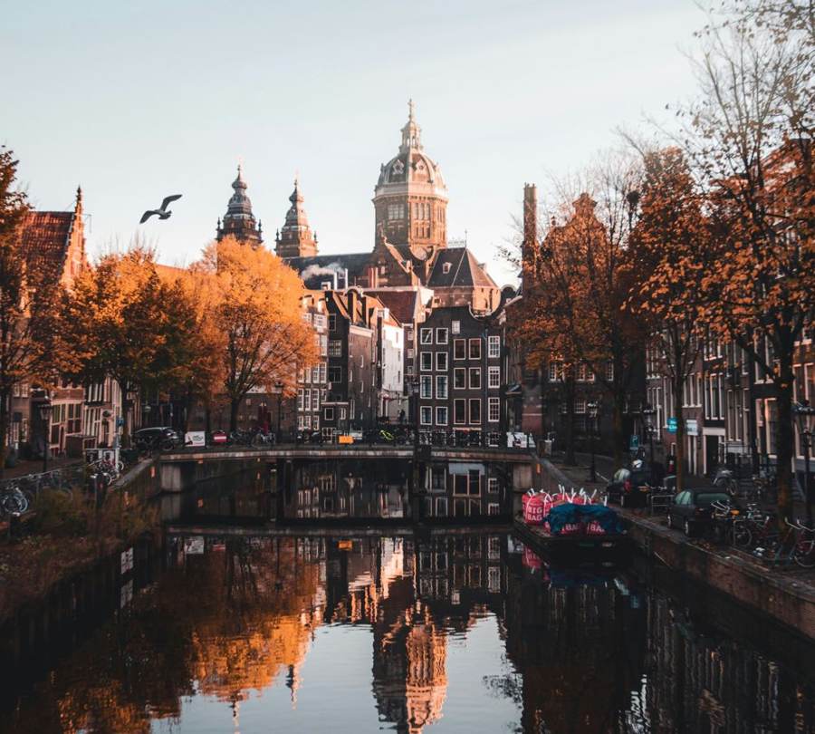 Amsterdam, canal houses in autumn